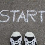 Free Start Written on Asphalt Stock Photo